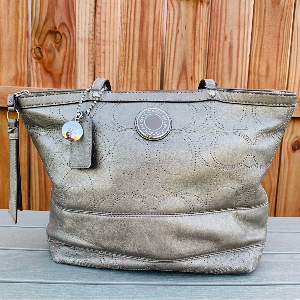 Coach leather purse A1293-F10400 metallic pewter